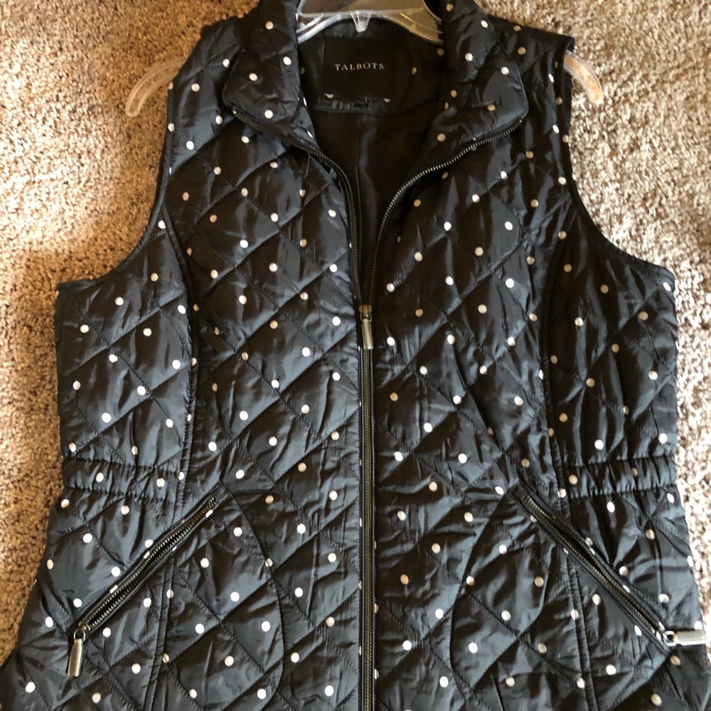 Talbot's Black and White poka dot vest size Large